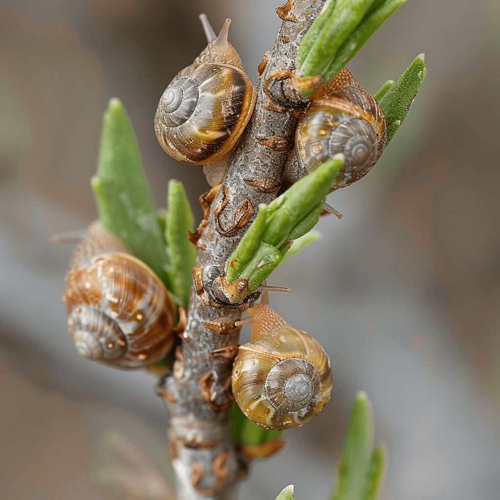 Les escargots qui envahissent le laurier rose