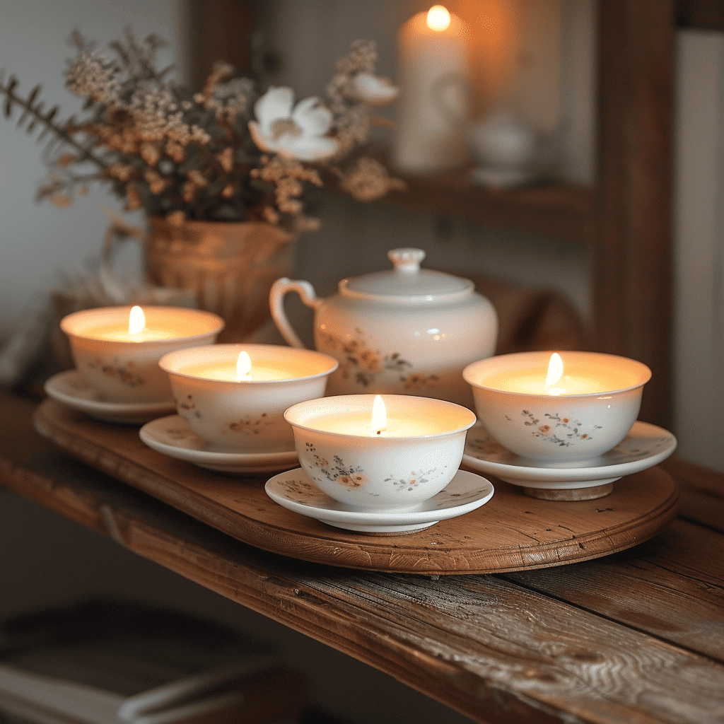 Tea Set Transformed into Candles