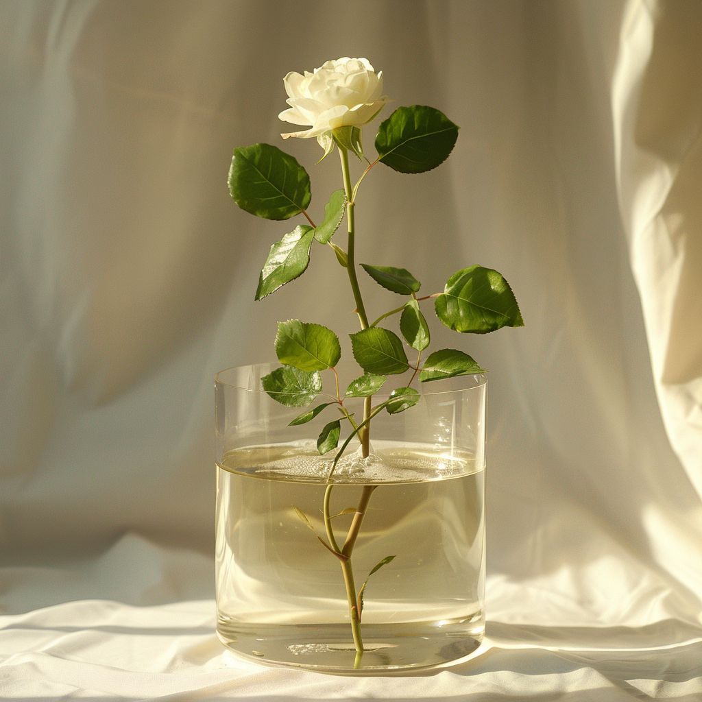 Une bouture de rosiers dans l'eau