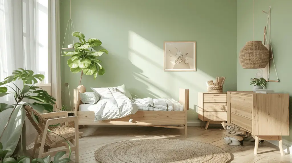 Mur de chambre d’enfant avec peinture naturelle sans COV