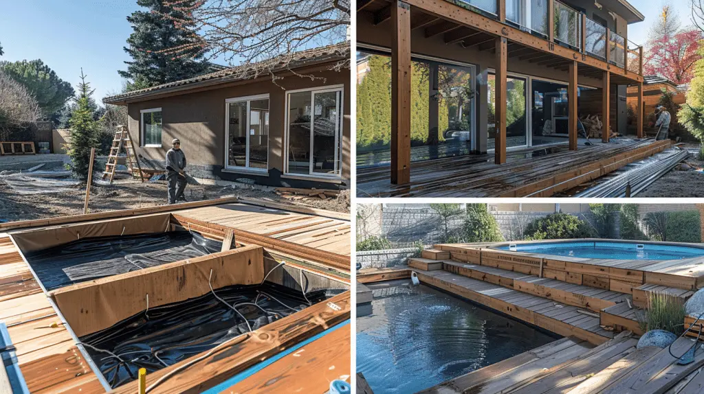Étapes d’installation d’une piscine sur terrasse en bois