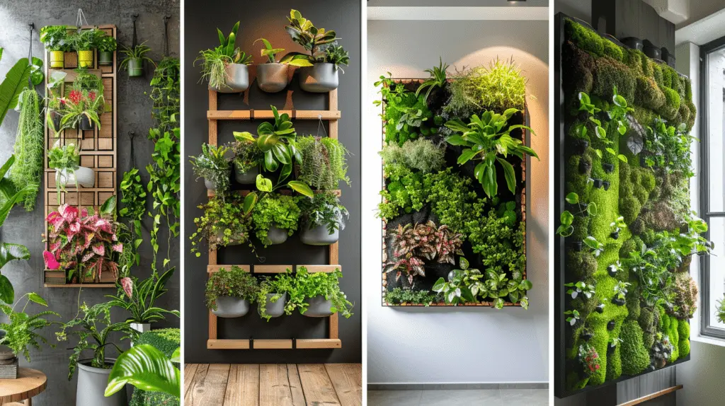 Comparatif visuel des types de jardins verticaux pour l’intérieur