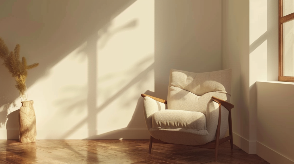 Fauteuil confortable dans un coin lecture lumineux