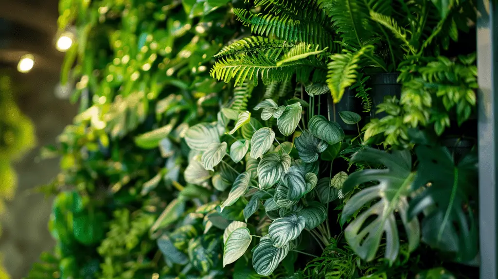 Sélection de plantes vertes adaptées à un mur végétal intérieur