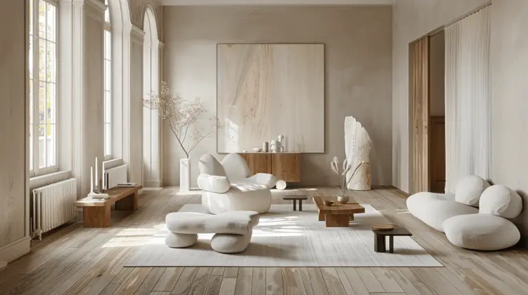 Intérieur de salon moderne avec peinture murale écologique naturelle