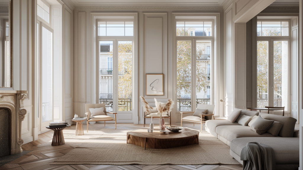 Intérieur de logement moderne et chaleureux illustrant la protection du foyer et les enjeux de l’assurance habitation